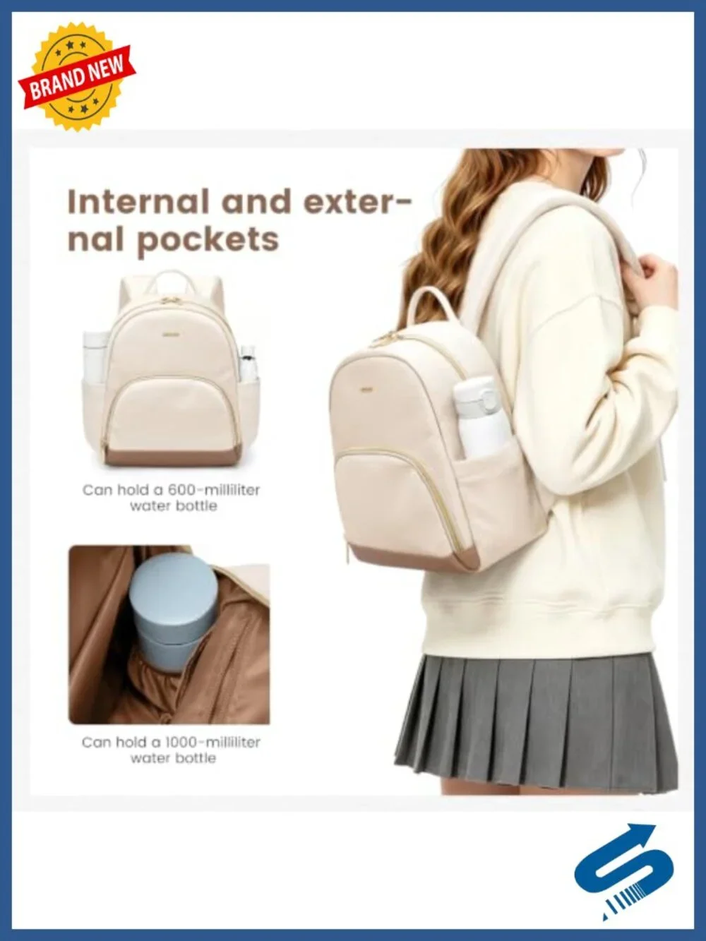 Mini Backpack with Padded Straps, 8 Pockets, Water-Resistant, Fits 10.9